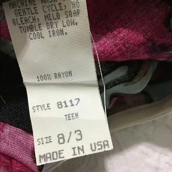 Picture Me A-Line Dress Floral Lace Trim Balloon Sleeve Vintage Teen Sz 8/3 - Picture 3 of 8